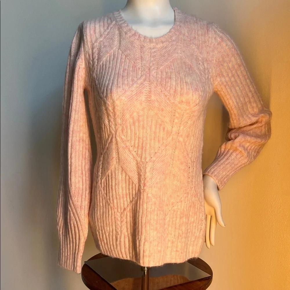 Talbots Light Pink Textured Knit Sweater wool blend